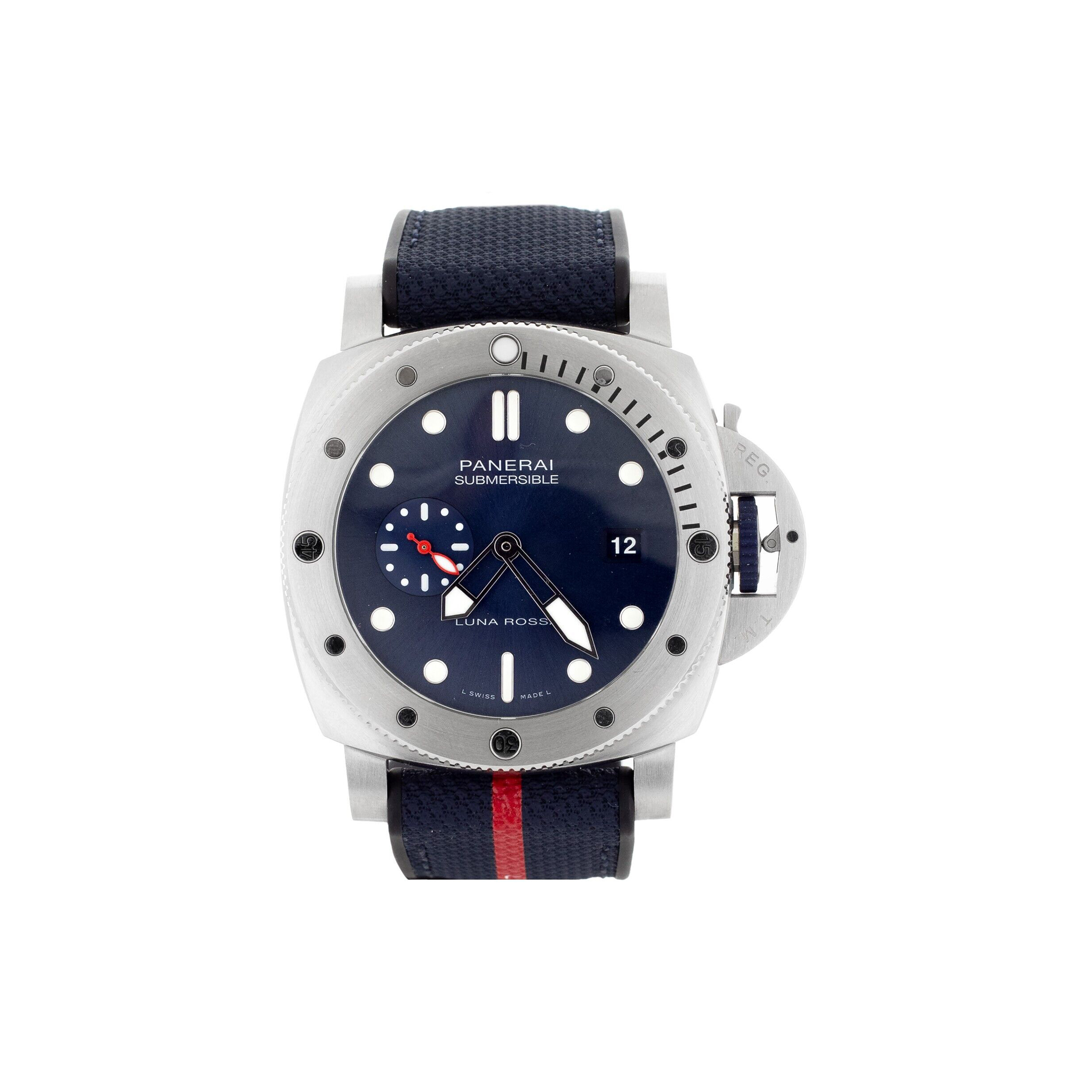 Pa*e*ai submersible luna rossa stainless steel blue dial 44mm watch pam01391